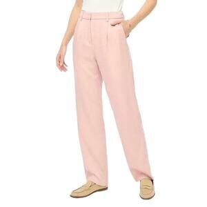 J.Crew Factory Pink Wide-Leg TENCEL High Rise Pleated Trousers Sz 4 NWT